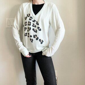 Wildfox Mint Green Leopard Graphic Sweatshirt V-Neck XS Vintage Cozy Pullover